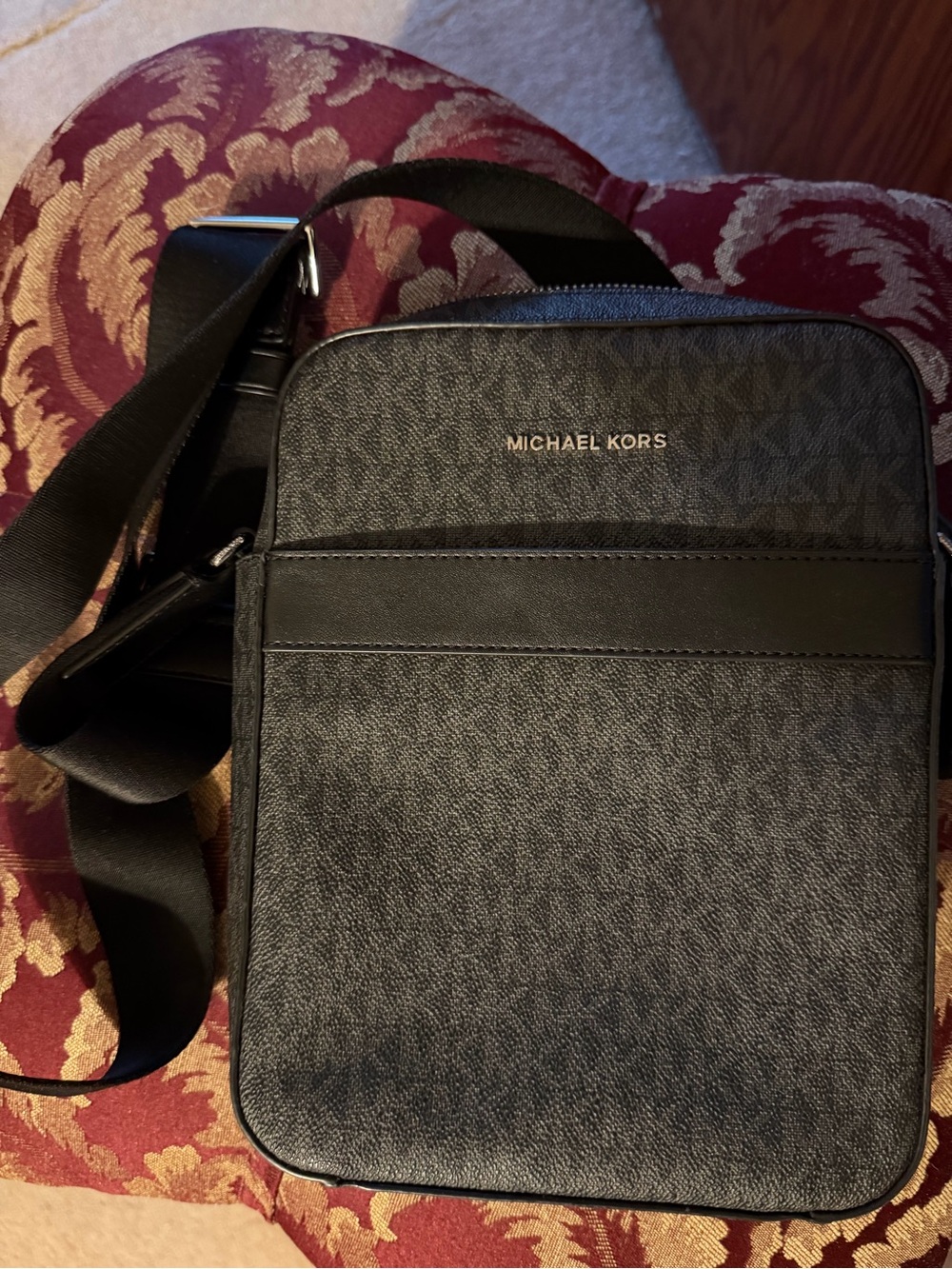 MICHAEL Michael Kors Black Logo-Print Crossbody Messenger